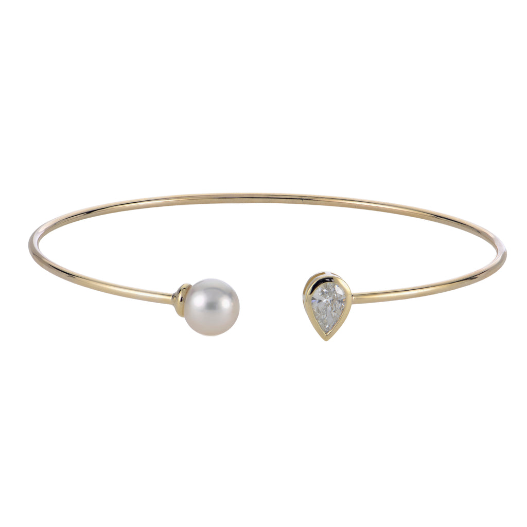 Akoya Pearl & Lab-Grown Diamond Open Cuff Bracelet