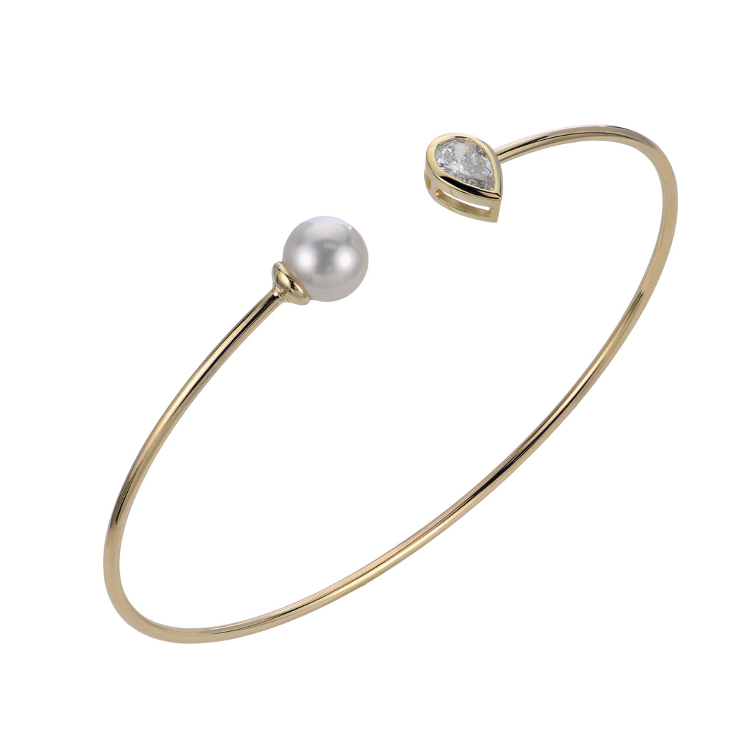 Akoya Pearl & Lab-Grown Diamond Open Cuff Bracelet