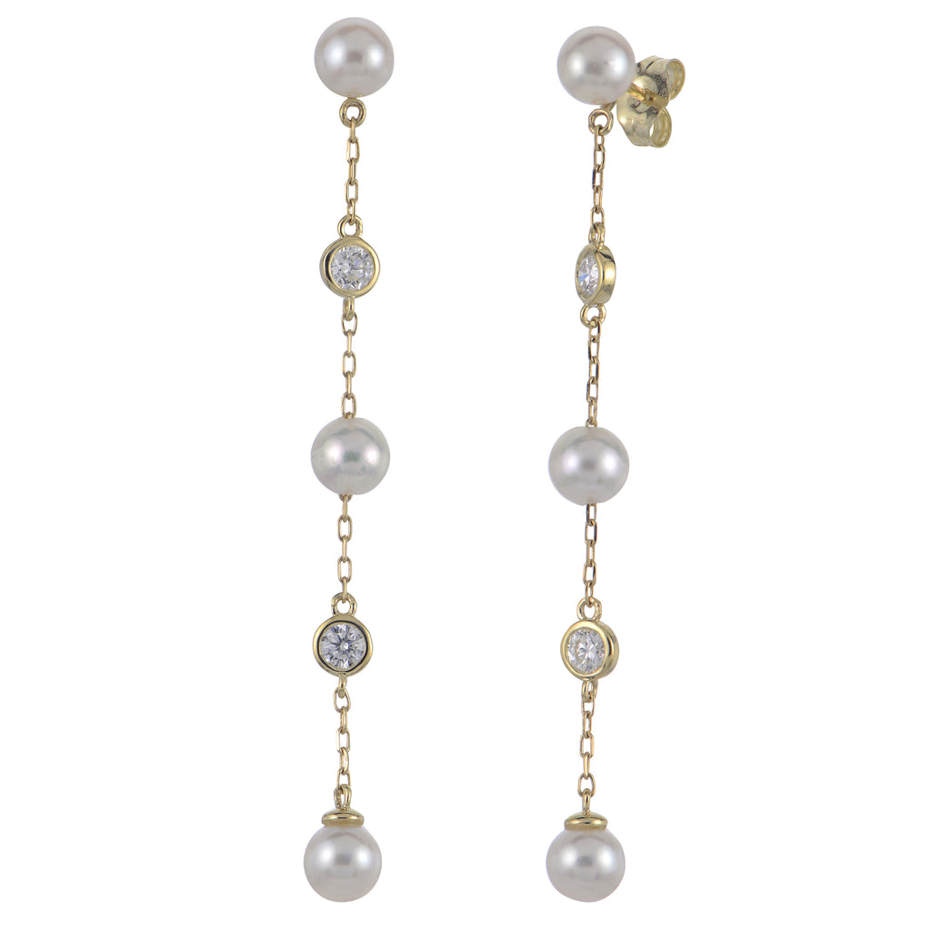 Akoya Pearl & Lab-Grown Diamond By-The-Yard Dangle Earrings