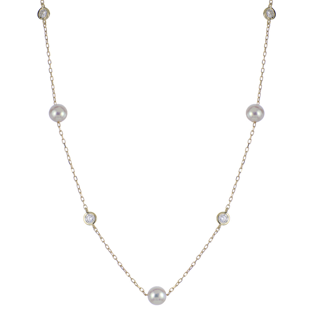 Akoya Pearl & Lab-Grown Diamond By-The-Yard Necklace
