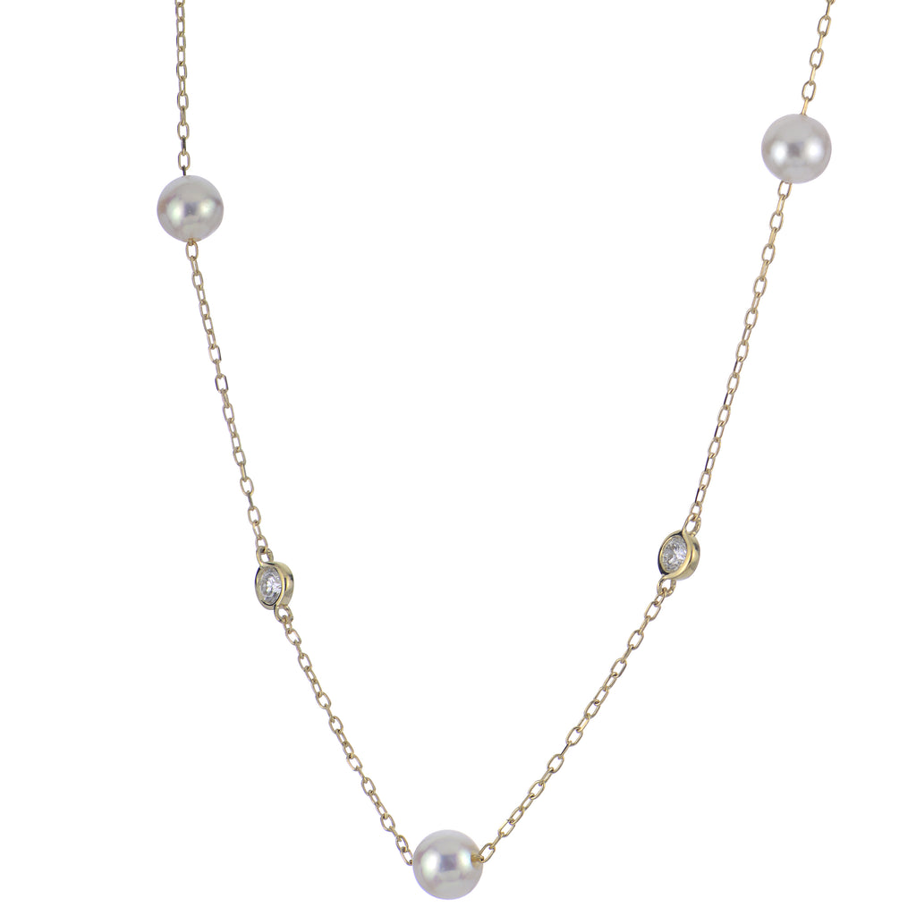 Akoya Pearl & Lab-Grown Diamond By-The-Yard Necklace