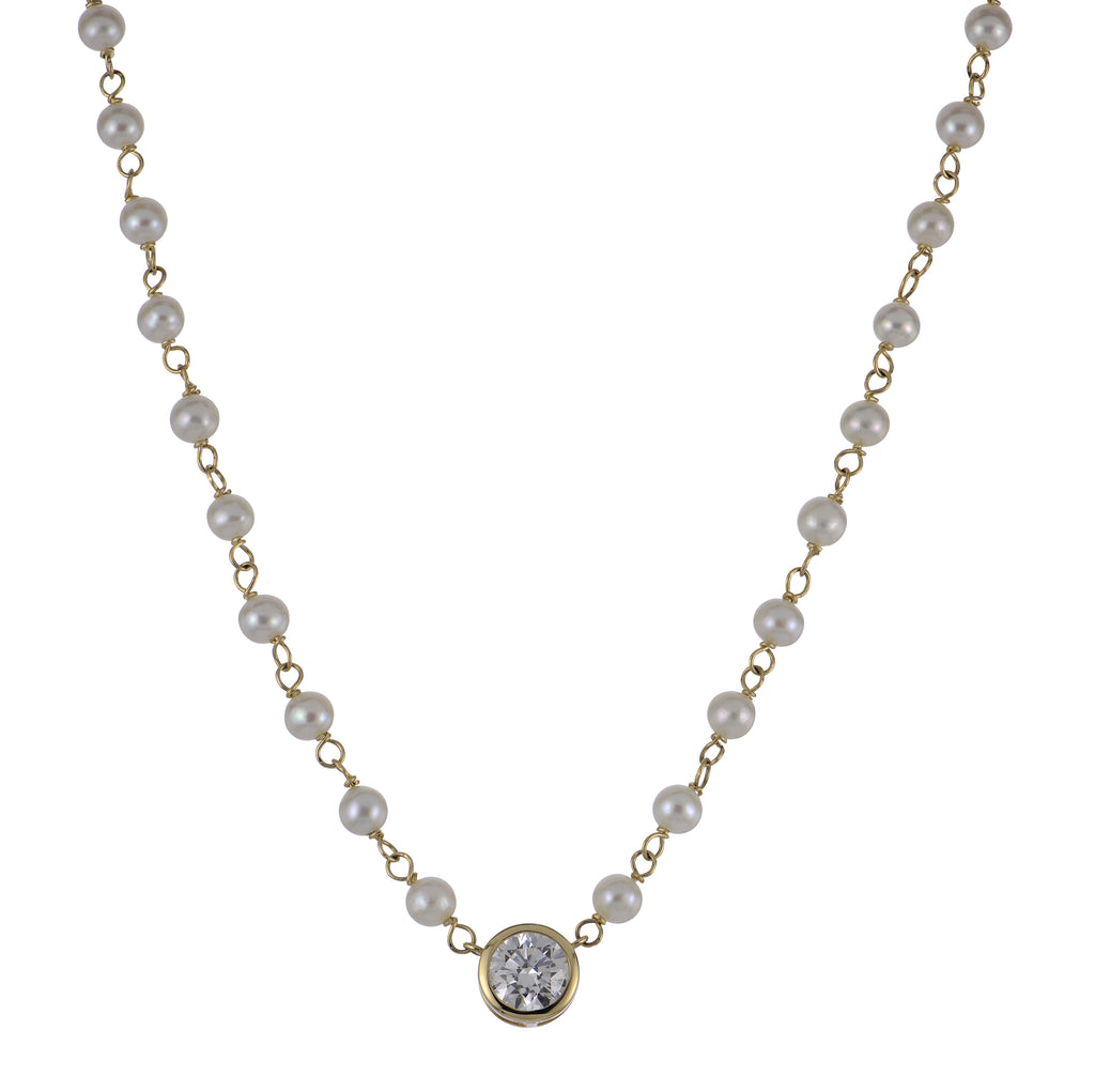 Freshwater Pearl & Lab-Grown Diamond Necklace