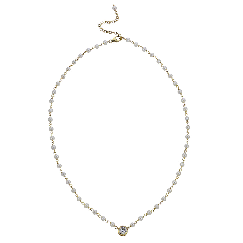Freshwater Pearl & Lab-Grown Diamond Necklace