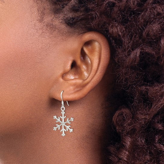 Sterling Silver  Snowflake Dangle Earrings (8388991811814)