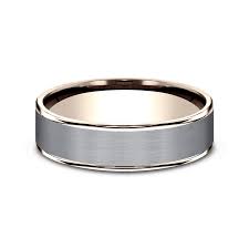 6.5mm 14K Rose Gold and Grey Tantalum Satin Finish Wedding Band (9039387787494)