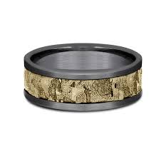 8mm Grey Tantalum and 14K Yellow Gold Fractured Wall Pattern Wedding Band (9039387590886)