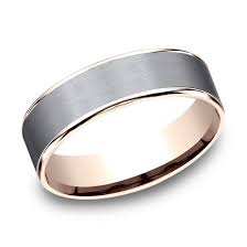 6.5mm 14K Rose Gold and Grey Tantalum Satin Finish Wedding Band (9039387787494)