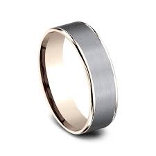 6.5mm 14K Rose Gold and Grey Tantalum Satin Finish Wedding Band (9039387787494)