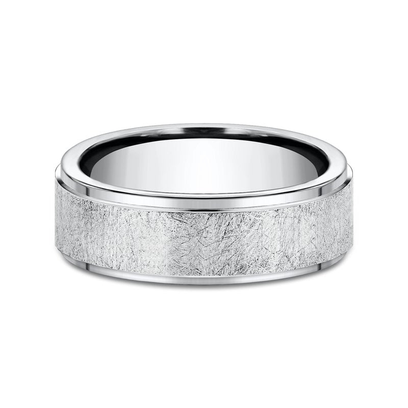 7mm Grey Cobalt Swirl Finished Wedding Band (9039386083558)