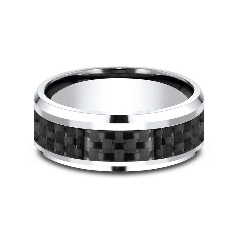 8mm Grey Cobalt Carbon Fiber Inlay Wedding Band (9039386116326)