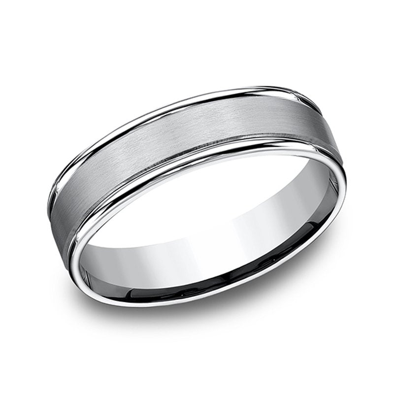 6mm Grey Cobalt Satin Finish Round Edge Wedding Band (9039386542310)