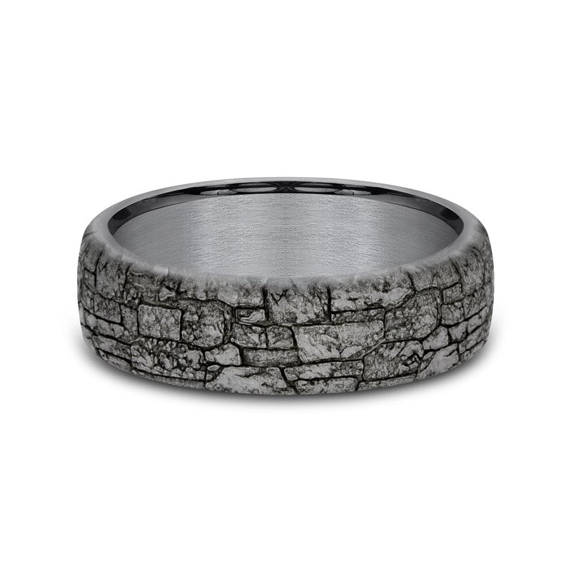 6.5mm Grey Tantalum Stonewall Texture Wedding Band (9039387361510)