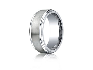 9mm Grey Cobalt Satin Finish Drop Beveled Edge Wedding Band (9039386247398)
