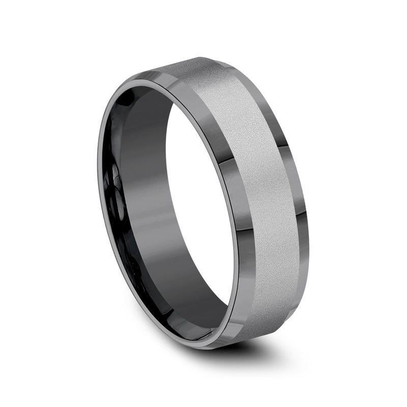 7mm Dark Tantalum Sandblast Finish Wedding Band (9039386935526)
