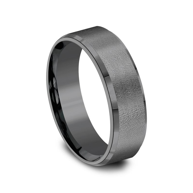 7mm Dark Tantalum Wirebrush Finish Wedding Band (9039386869990)