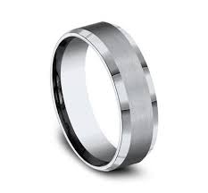 7mm Grey Titanium Satin Finished Beveled Edge Wedding Band (9039385985254)