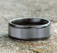 8mm Black Titanium and Grey Tantalum Satin Finish Wedding Band (9039386640614)