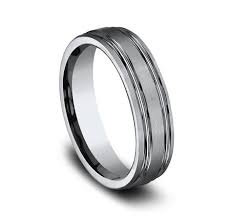 6mm Grey Titanium Satin Finish Grooved Wedding Band (9039385788646)