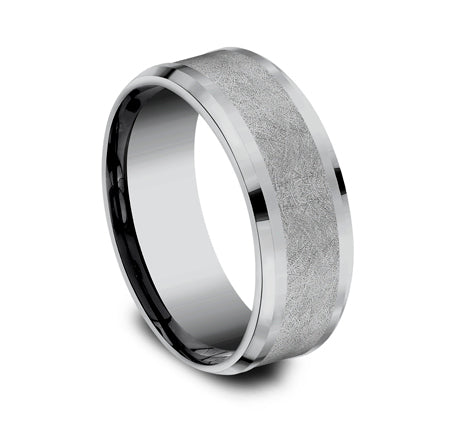 8mm Grey Tantalum Swirl Finish Wedding Band (9039386673382)