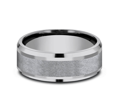 8mm Grey Tantalum Swirl Finish Wedding Band (9039386673382)