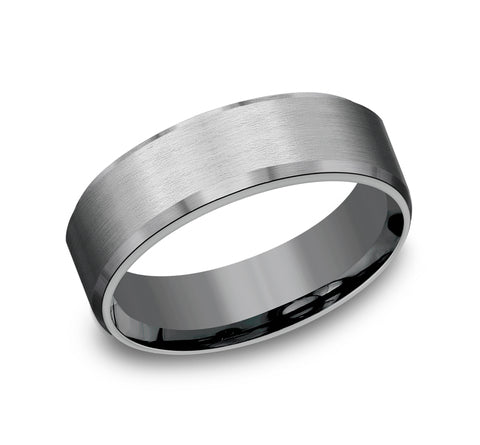 7mm Grey Tantalum Satin Finish Wedding Band (9039386902758)
