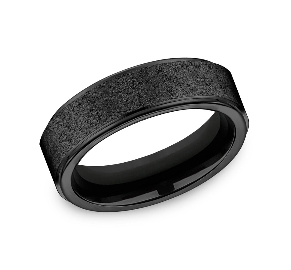 7mm Black Titanium Swirl Finished Wedding Band (9039386050790)