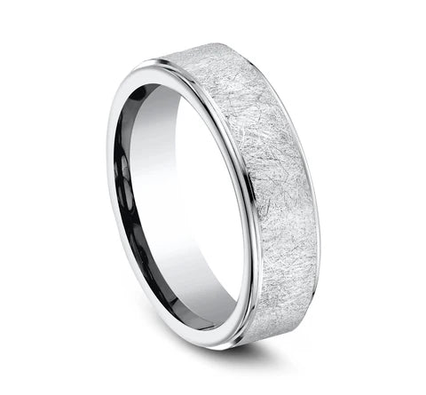 7mm Grey Cobalt Swirl Finished Wedding Band (9039386083558)