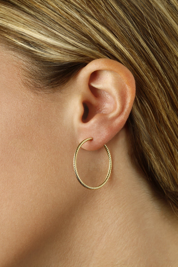 14K Yellow Gold 1.8X30mm Twist Tubing Earrings (5169645649964)