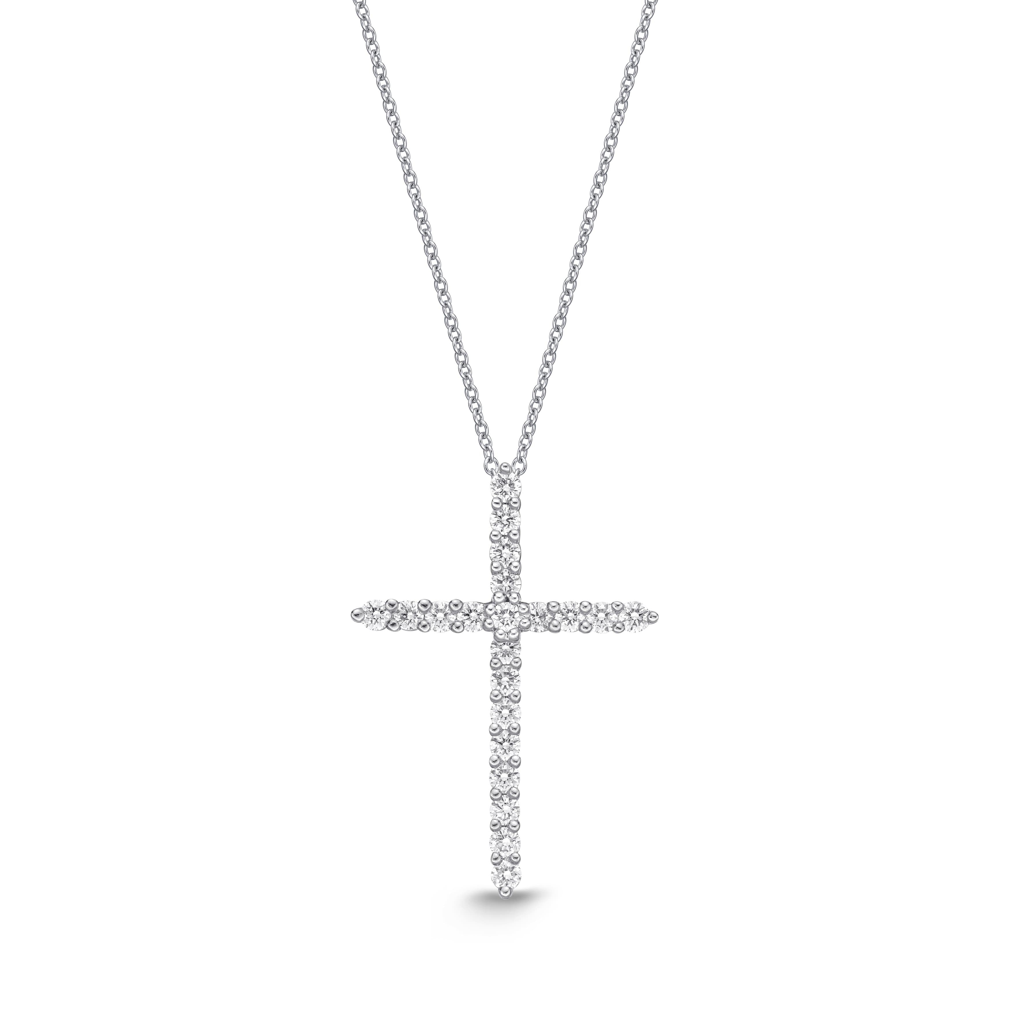 Cross diamond necklace white gold Clearance