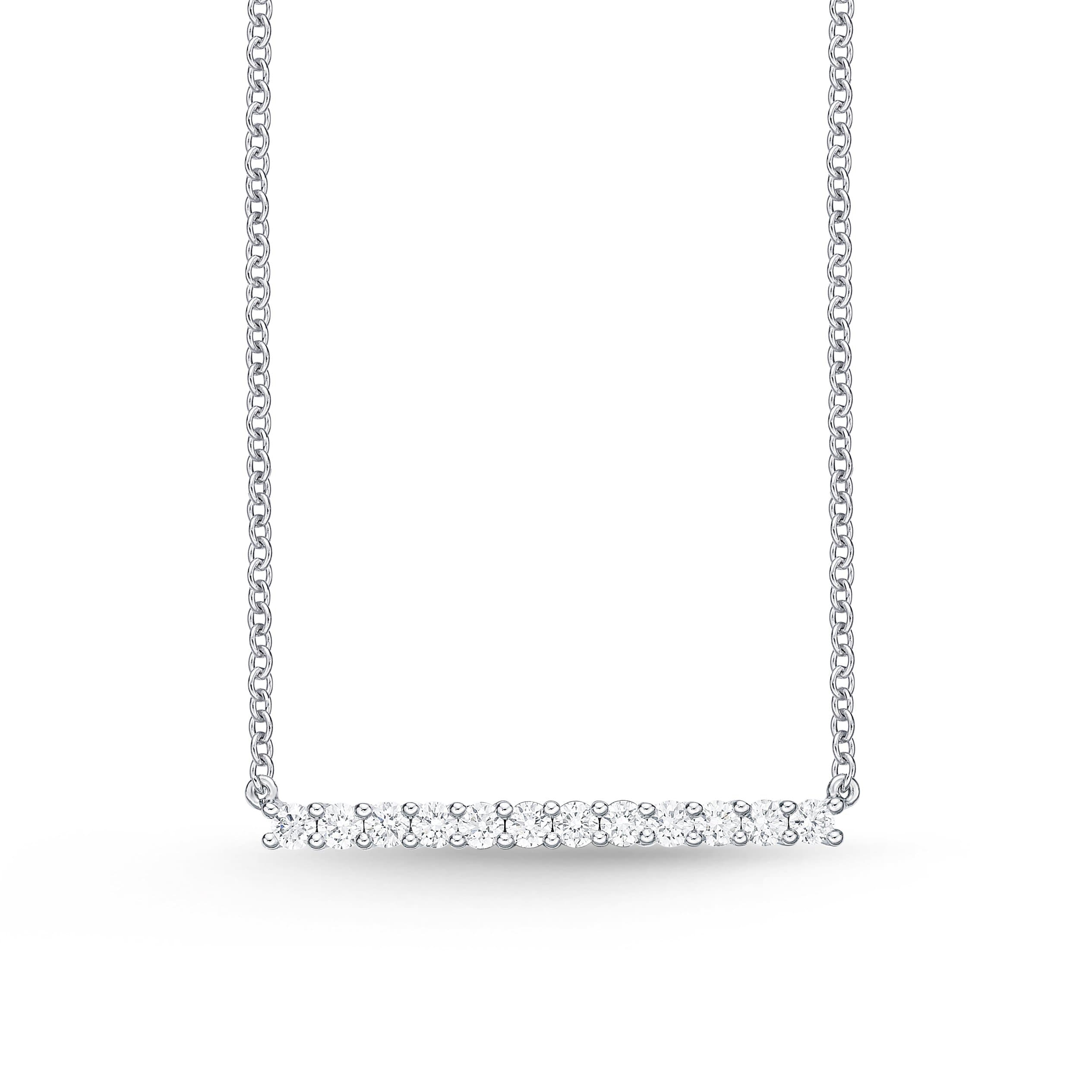 Diamond white gold bar necklace Clearance