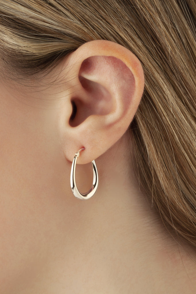 Sterling Silver U Shape Hoop S/D Earrings (5169660067884)