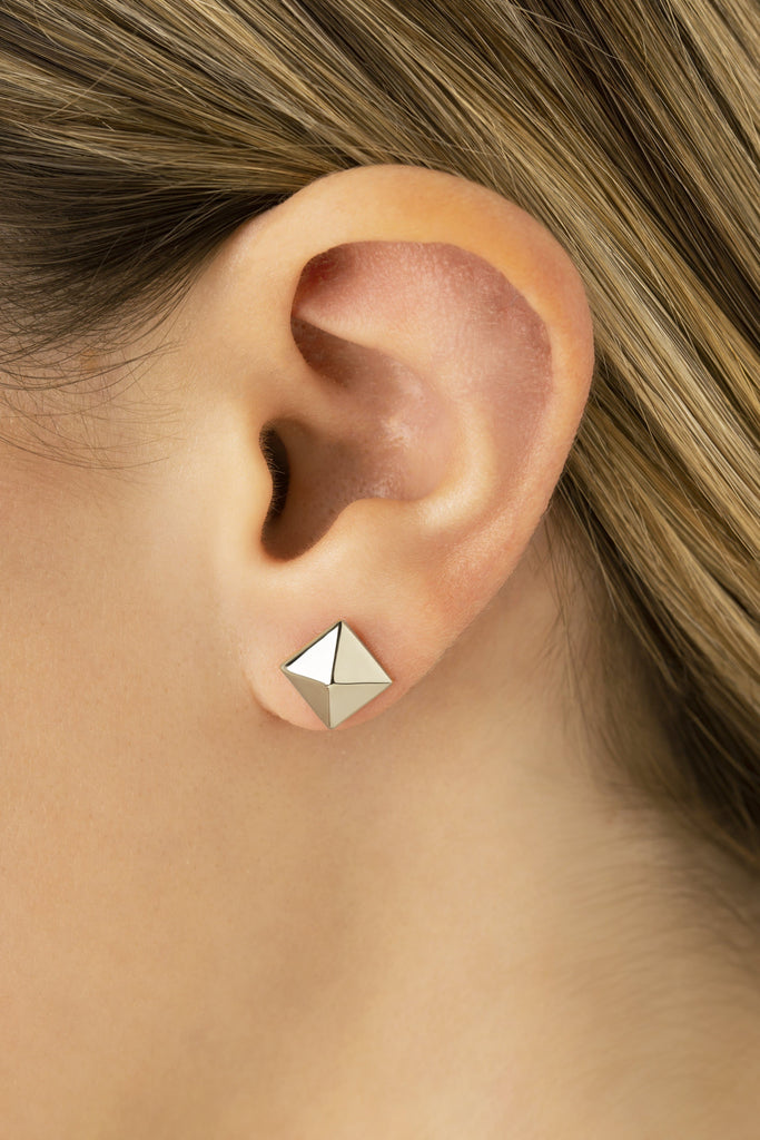 Sterling Silver 8mm Pyramid Post Earrings (5169661739052)