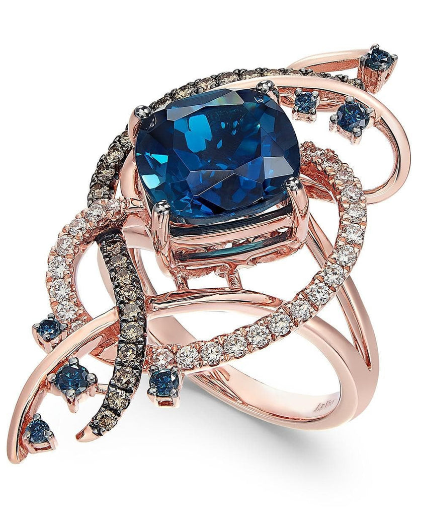 Le Vian Exotics® Deep Sea Blue Topaz™ (5-3/8 ct. t.w.) and Diamond (3/4 ct. t.w.) Ring in 14k Rose Gold (5303083368603)
