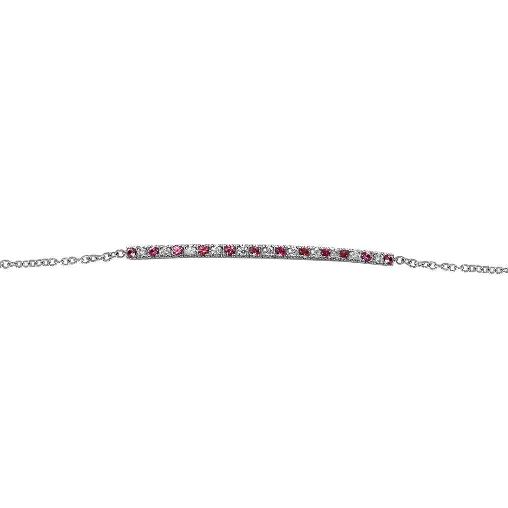 Matthia's & Claire Arc Bracelet with White Diamonds and Pink Sapphires (5383513637019)
