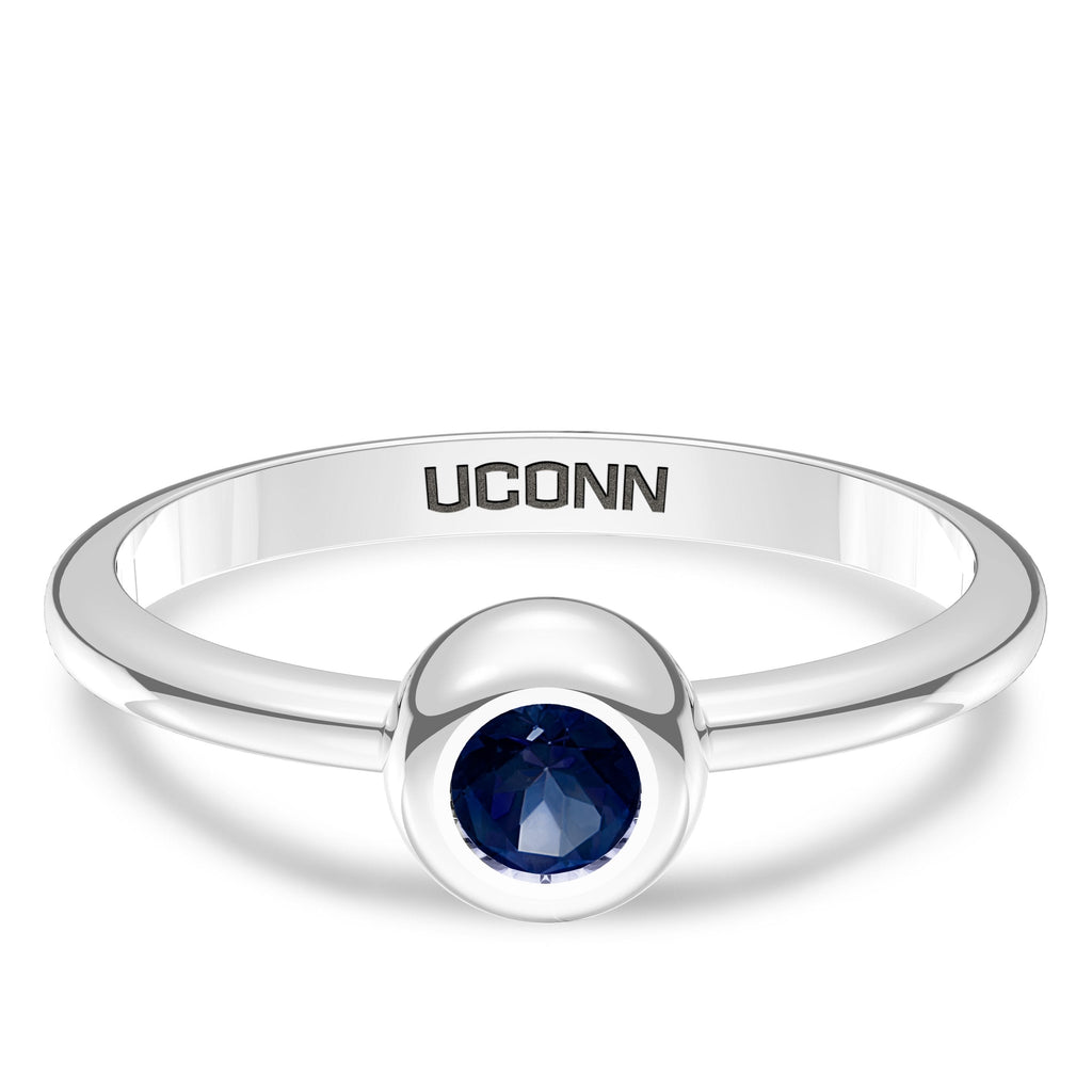 UCONN Sapphire Engraved Ring in Sterling Silver (5993487335579)