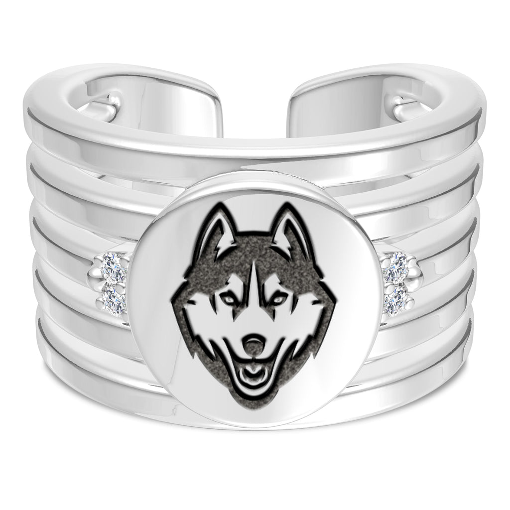 UCONN Diamond Logo Engraved Multiband Ring in Sterling Silver (5993472622747)