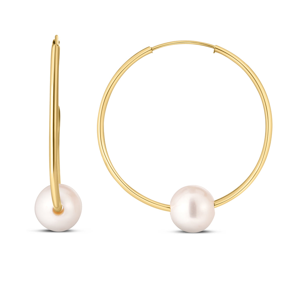 14K Gold Round Endless Pearl Earring (8362051829990)
