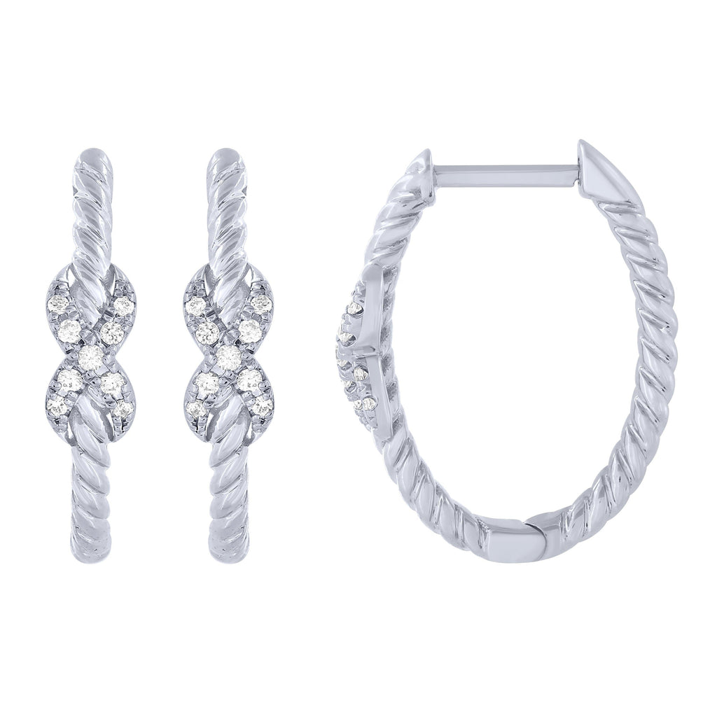 Sterling Silver 1/10Ctw Diamond Twisted Hoops (6738323177627)