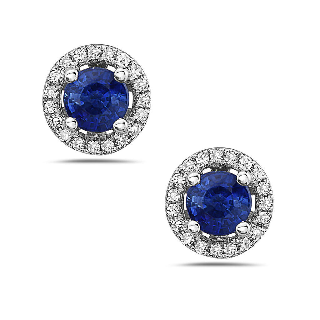 Sapphire And Diamond Halo Post Earrings (8073428533478)