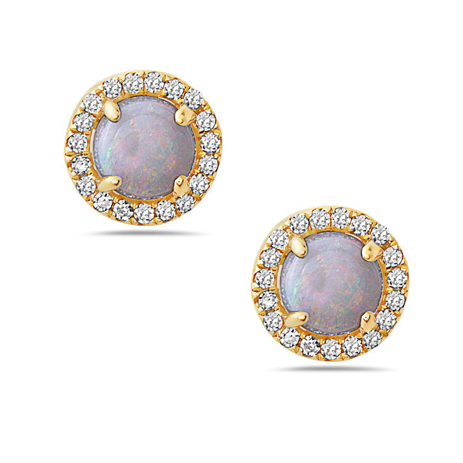Opal And Diamond Halo Post Earrings (8073428009190)
