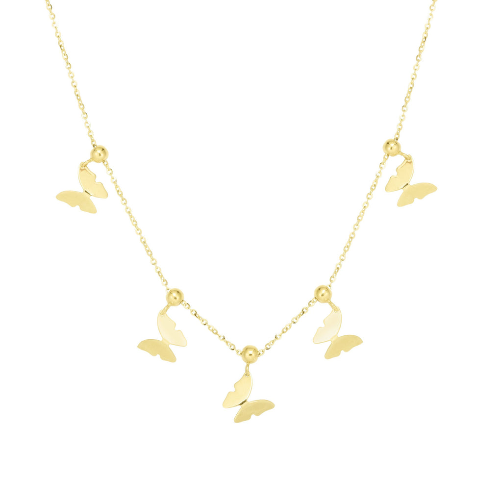 14kt Gold 18 inches Yellow Finish 16x10.5mm(CE),1.2mm(Ch) Polished Butterfly Necklace with Lobster Clasp (5688355815579)