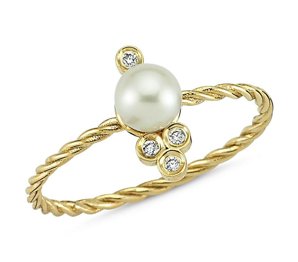 OWN Your Story 14K Gold Nirvana Diamond and Pearl Cable Ring (5358079639707)