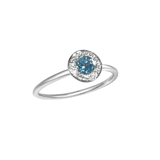 Matthia's & Claire 18k white gold Blue Topaz birthstone ring with white diamonds (5383510130843)