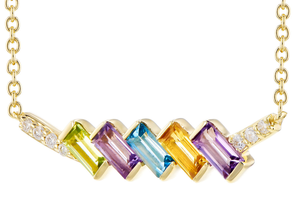 Mixed Gemstone And Diamond Bar Necklace (8055264903398)