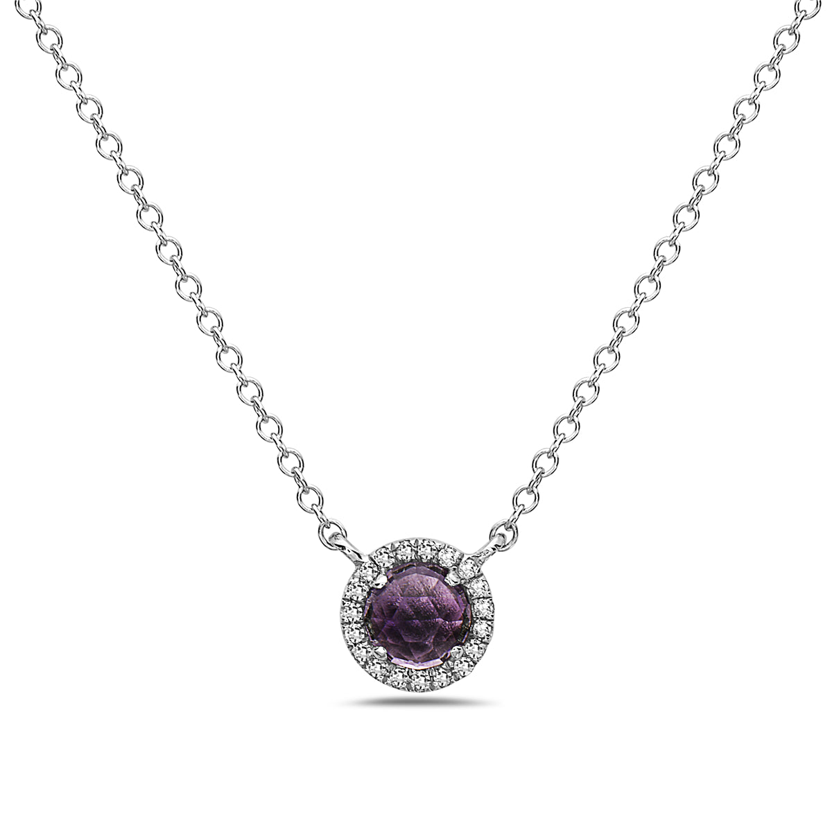 Amethyst And Diamond Halo Necklace – Michaels Jewelers