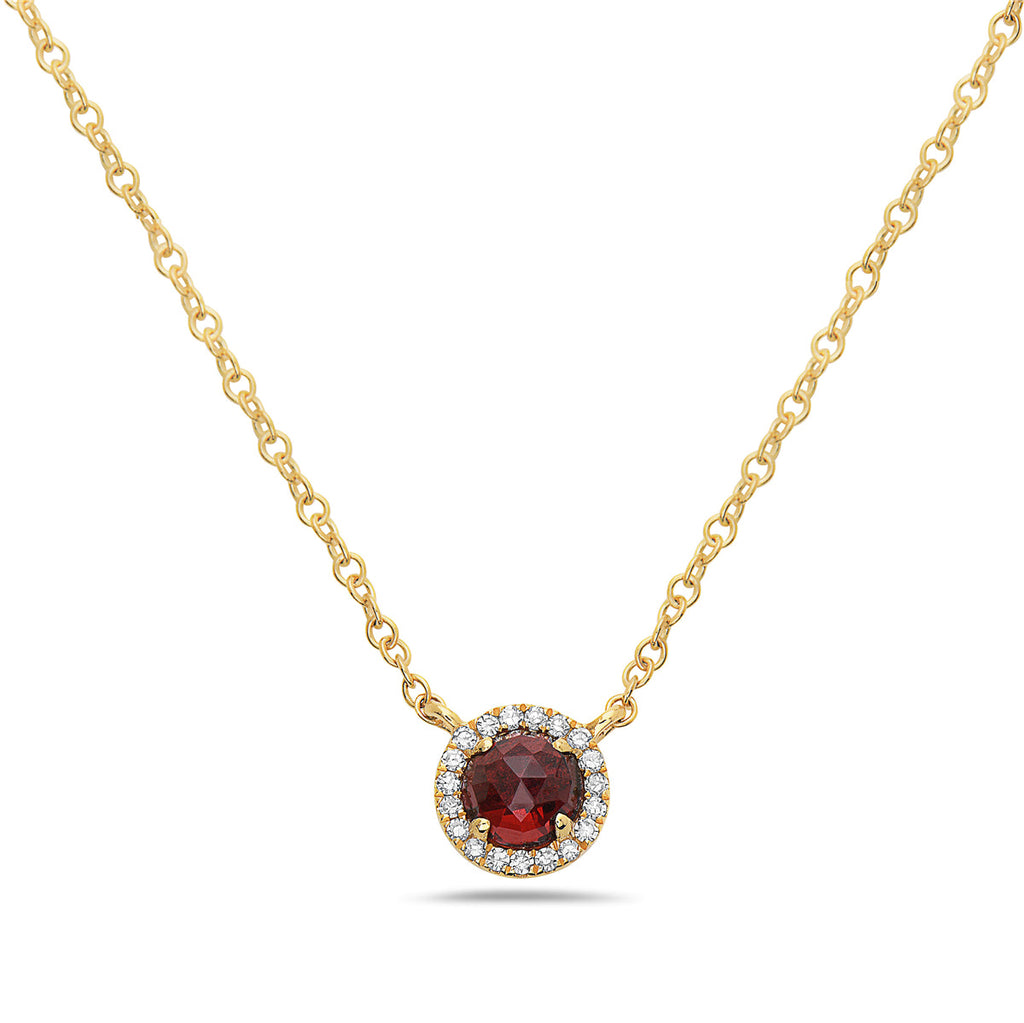 Garnet And Diamond Halo Necklace (8073428828390)