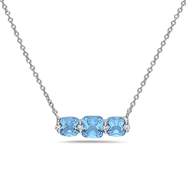 Blue Topaz And Diamond Halo Necklace (8073429418214)