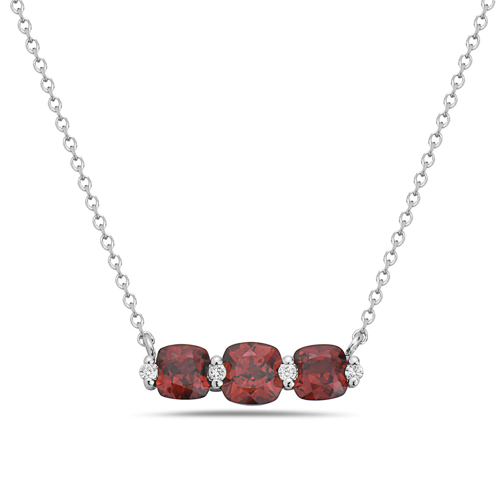 Garnet And Diamond Halo Necklace (8073429483750)