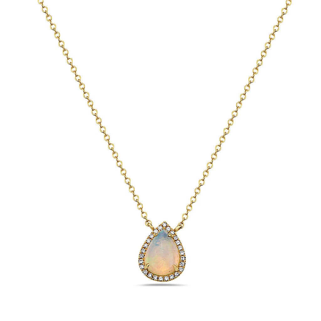 Opal And Diamond Halo Necklace (8073429680358)