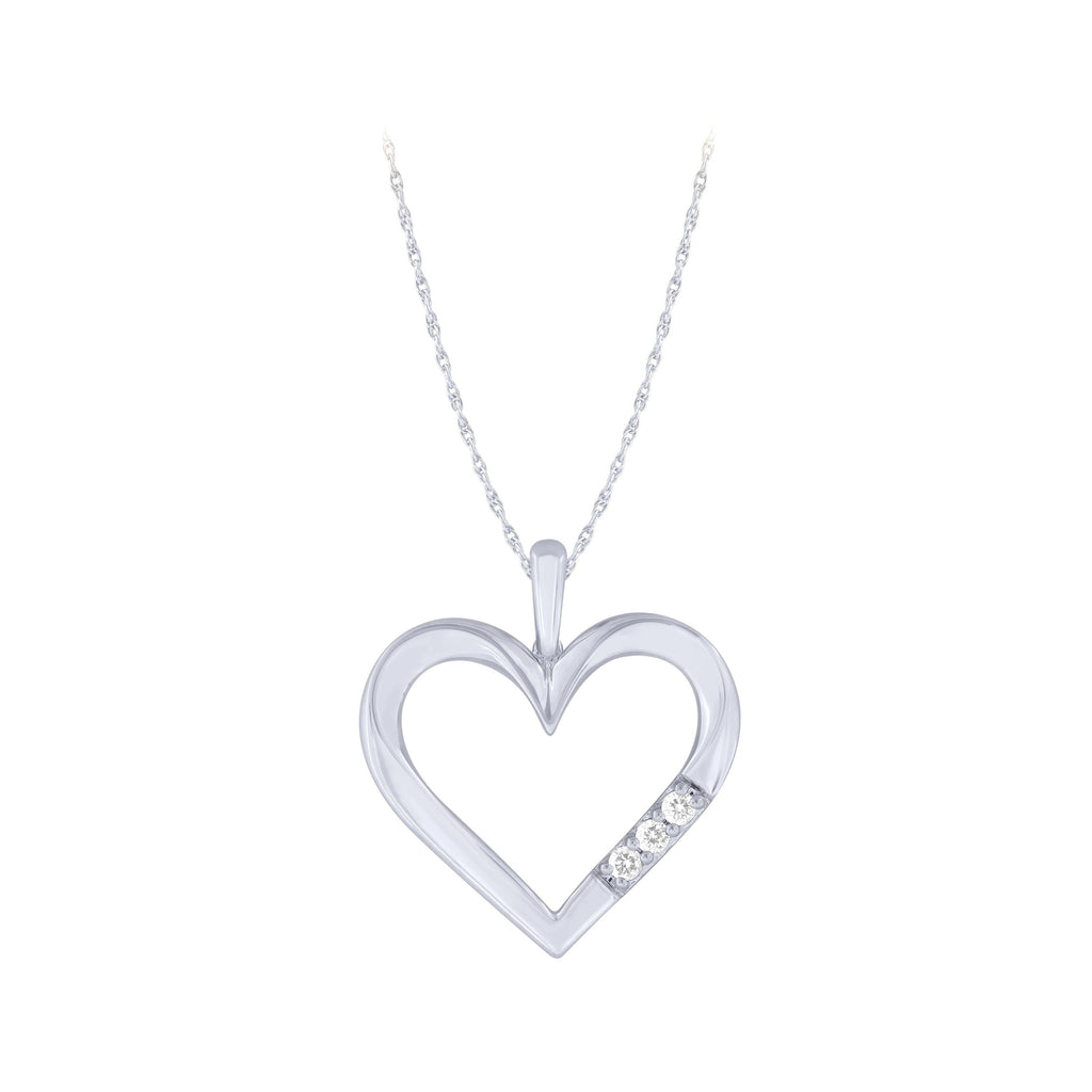 Sterling Silver 0.04Ctw Diamond Heart Pendant (6738325897371)